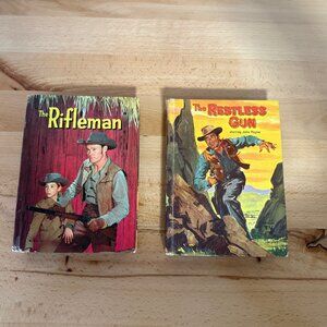 Two Vintage Western Hard Cover Books - The Rifleman and Restless Gun